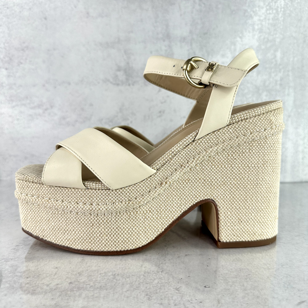 Sam Edelman Trianna Women's 8 M Shoes Ivory Leather Platform Heels